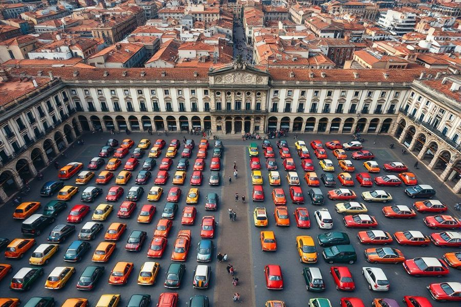 La Plaza Mayor de Soria, bajo el yugo de 28 reliquias motorizadas: ¿Golpe de Estado o simple aparcamiento?