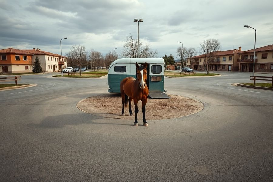 Soria Paralizada: Un Caballo en Rotonda Desata Crisis Existencial y de Tráfico